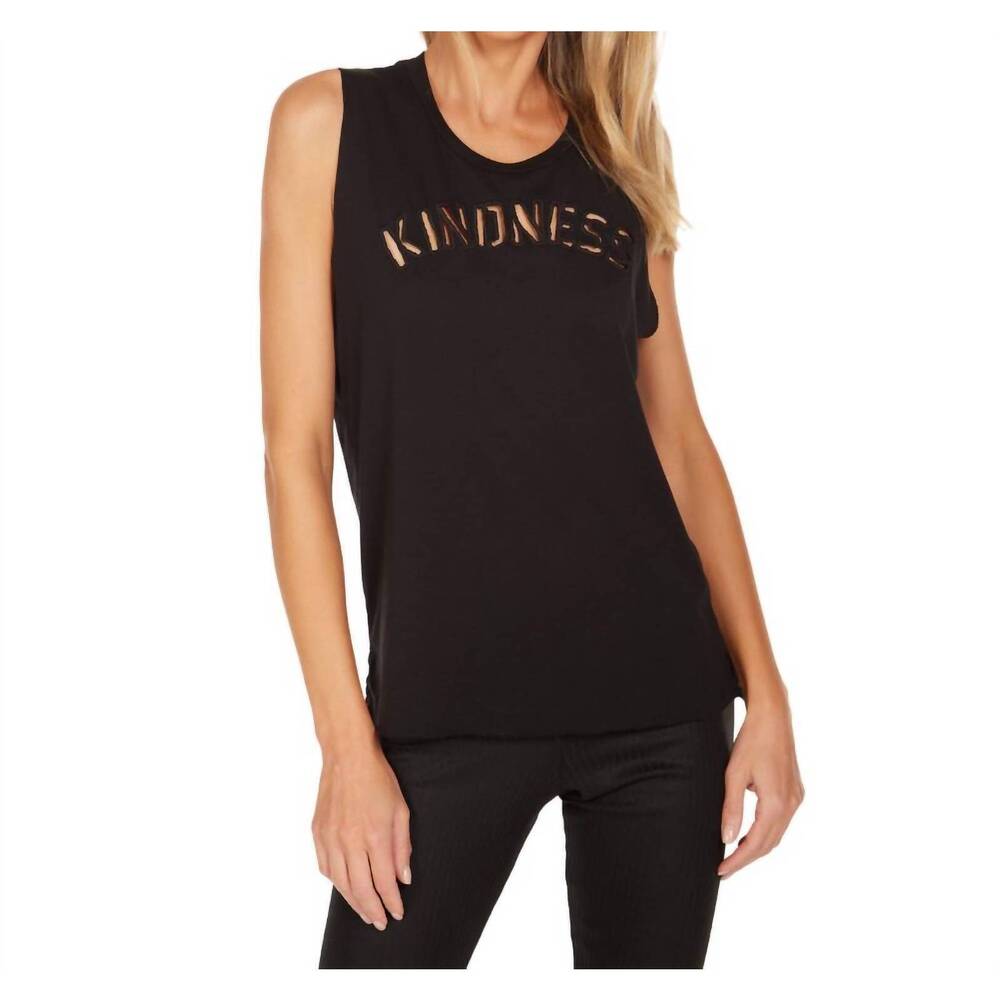 NEW MICHAEL LAUREN dom muscle tank top with kindness cutout in black
